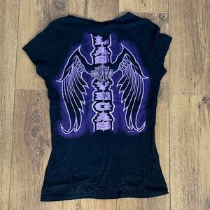 Harley-Davidson Black Tee with Purple Las Vegas Wing Back Graphic